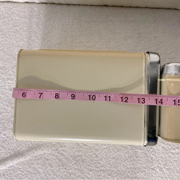 Vintage 70s Ekco Canada Limited Cream Beige Metal Canister Set Sugar Coffee Tea - Picture 10 of 11